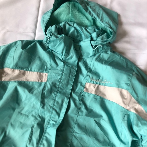 Wind River Aqua Hooded Rain Jacket - Picture 3 of 16